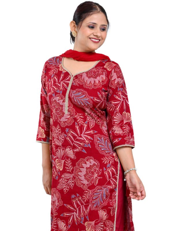 Maroon Golden Printed Suit Set
